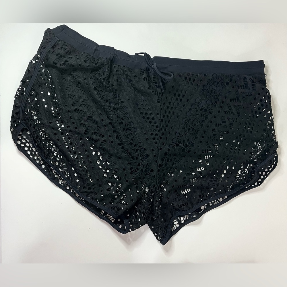 Black Lace Swim Shorts Overlay 5X